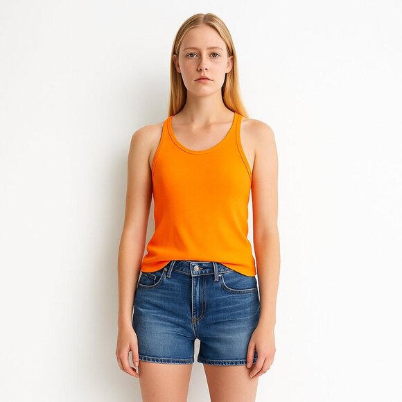 SHEIN Tops - 2/$24 NWT SHEIN Ribbed Racerback Tank Top Orange Large #A0233 TRB2